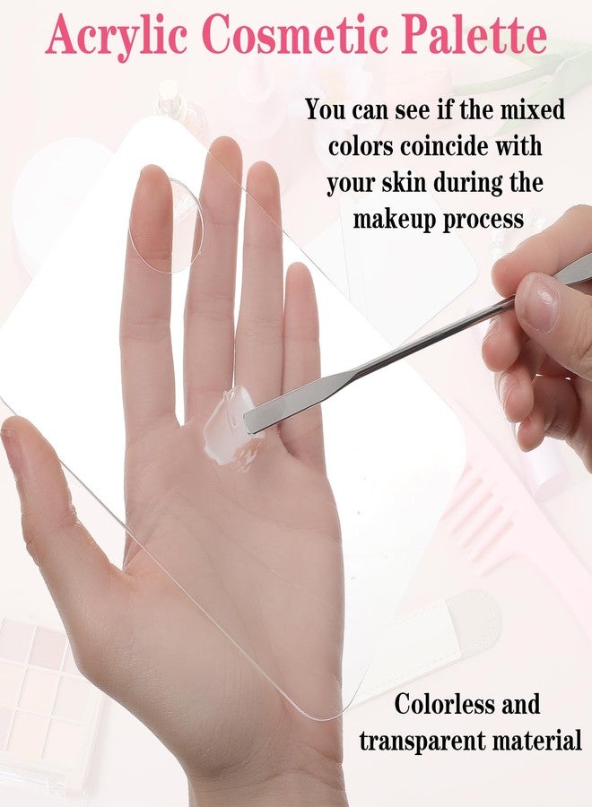 KFHENSOMR 6pcs Professional Makeup Spatula Korean Set Stainless Steel Makeup Palette Acrylic Cosmetic Palette Foundation Spatula Reusable Beauty Tools for Facial Cosmetic Nail Art Pigment Blending - Image 5